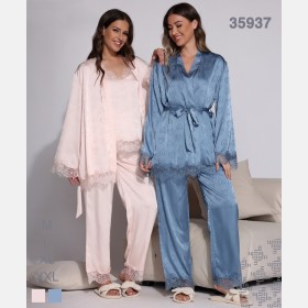 بيجاما 3 قطع ساتان